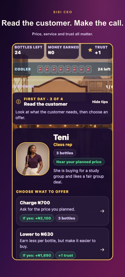 Teni the class rep wants a group deal. You choose what to charge.